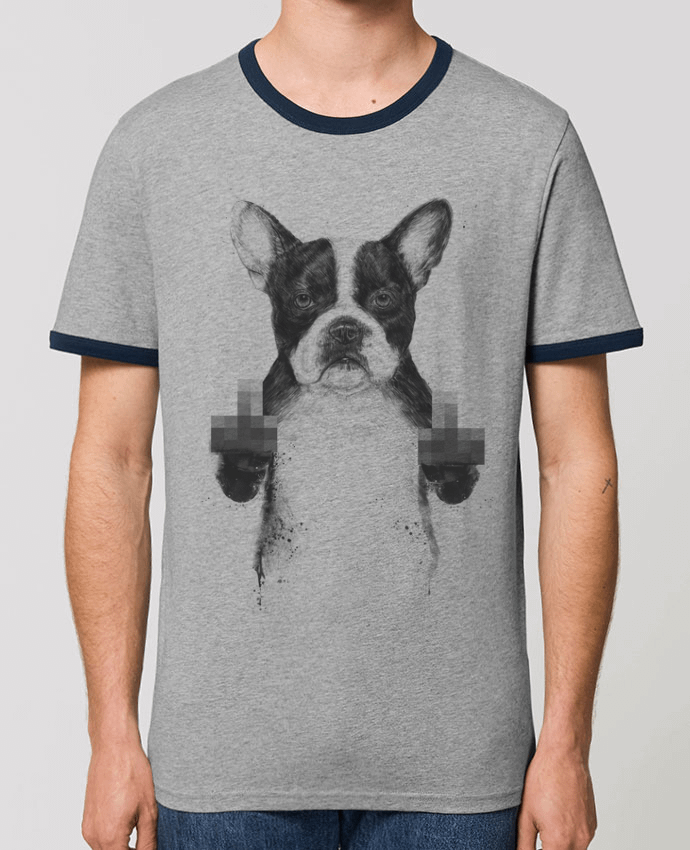 Unisex ringer t-shirt Ringer Censored dog by Balàzs Solti
