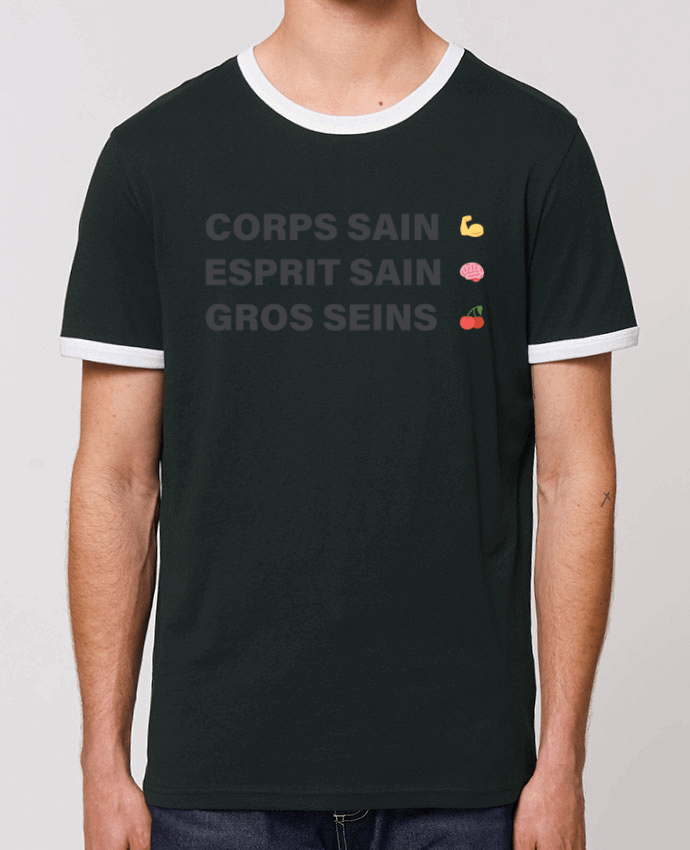 Unisex ringer t-shirt Ringer Corps sain Esprit Sain gros Seins by tunetoo