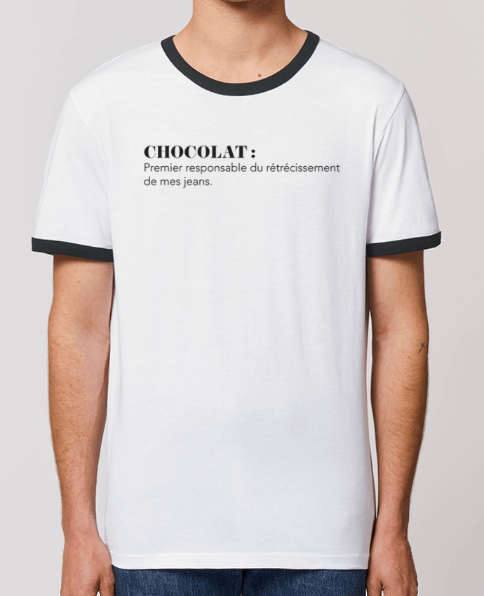 Unisex ringer t-shirt Ringer Chocolat : Responsable du rétrécissement des jeans by tunetoo