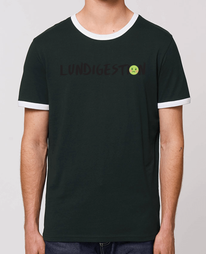 Unisex ringer t-shirt Ringer Lundigestion by tunetoo