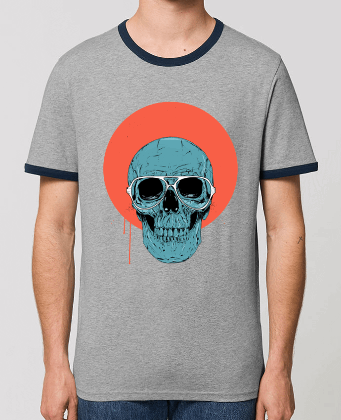 T-Shirt Contrasté Unisexe Stanley RINGER Blue skull by Balàzs Solti