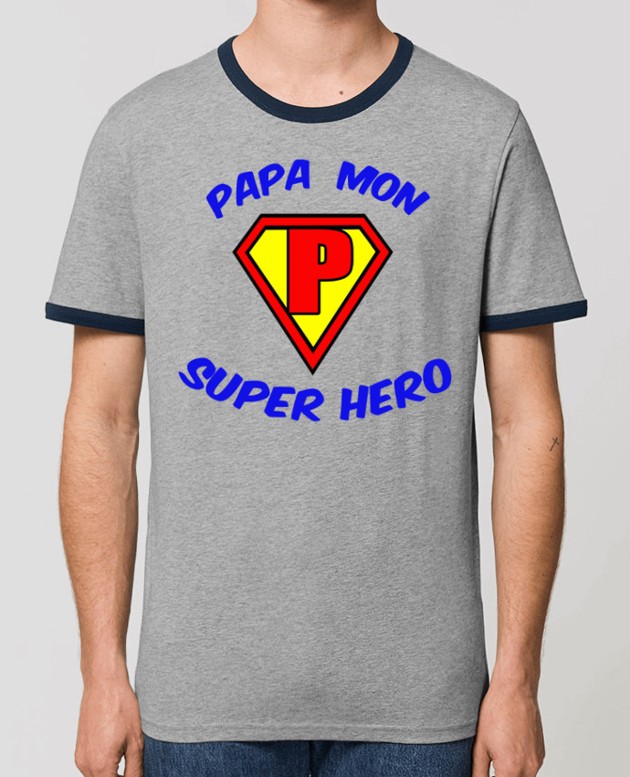Unisex ringer t-shirt Ringer Papa mon super héro - Fêtes des pères by CREATIVE SHIRTS