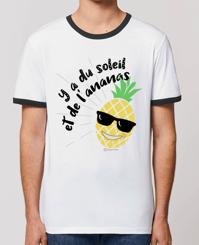 Unisex ringer t-shirt Ringer Y a du soleil et de l'ananas - modèle t-shirt clair by bigpapa-factory