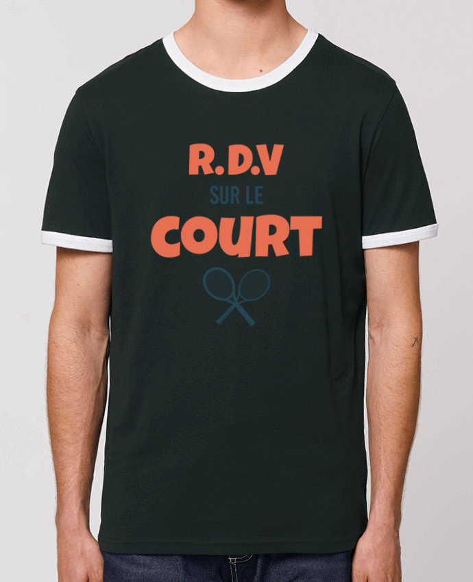 Unisex ringer t-shirt Ringer RDV sur le court by tunetoo