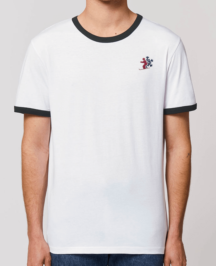 T-Shirt Contrasté Unisexe Stanley RINGER brodé Skieur Par  tunetoo