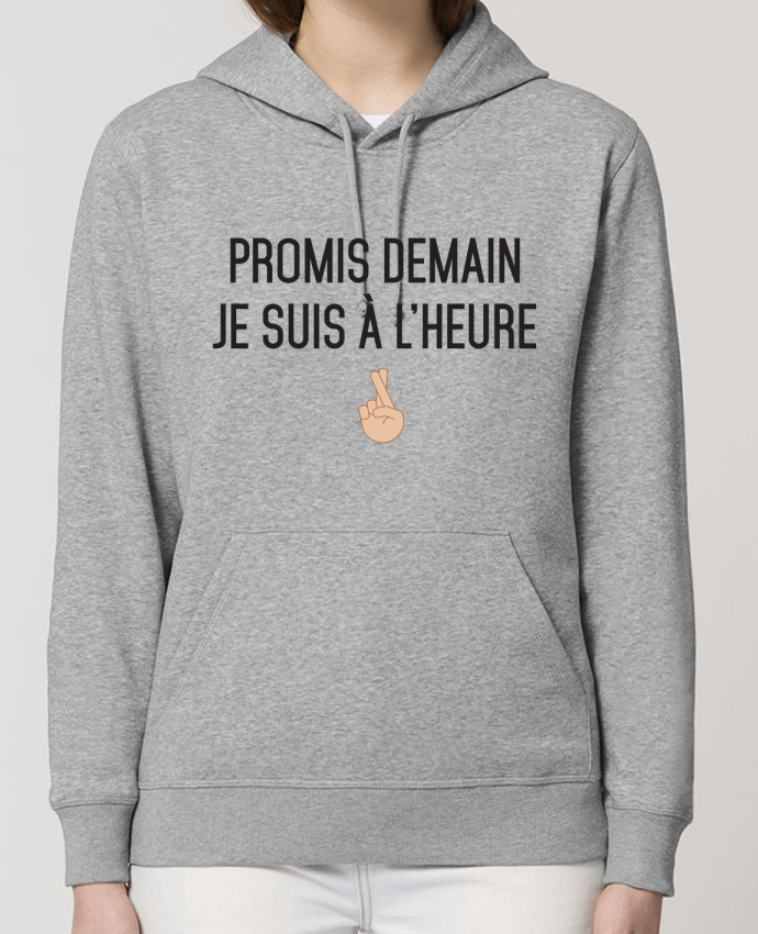 Hoodie Promis demain je suis à l'heure -white version Par tunetoo