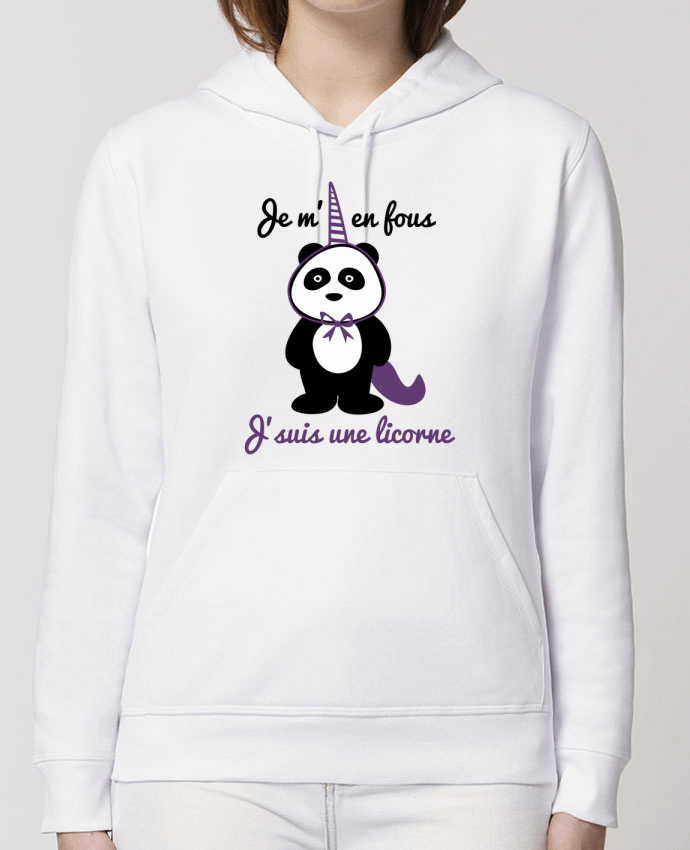 Hoodie Je m'en fous j'suis une licorne, panda Par Benichan