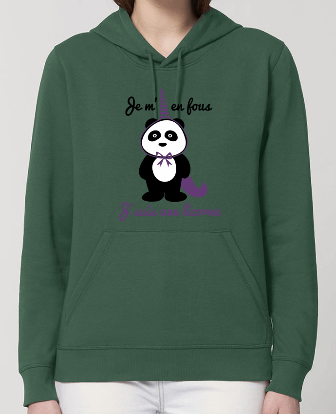 Hoodie Je m'en fous j'suis une licorne, panda Par Benichan