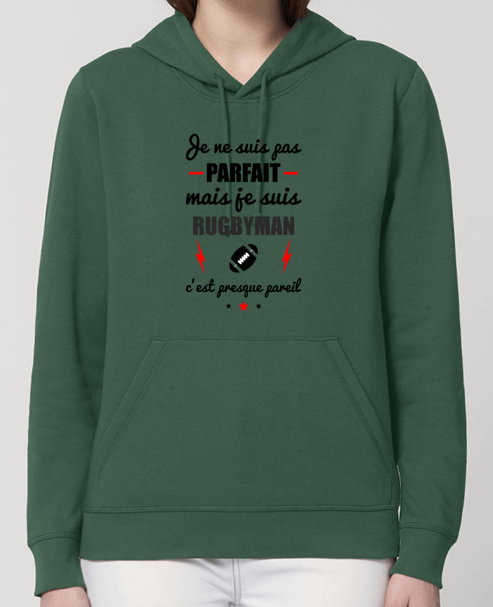 Sweat-Shirt Capuche Essentiel Unisexe Drummer Je ne suis pas porfait mais je suis rugbyman c'est presque poreil Par Benichan