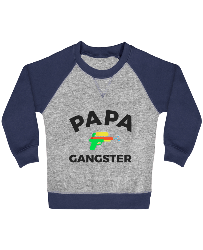 Sudadera Bebé Cuello Redondo Mangas Contraste Papa Ganster por Ruuud