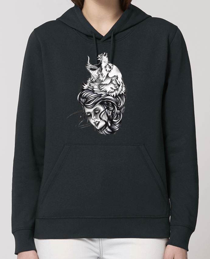 Sweat-Shirt Capuche Essentiel Unisexe Drummer Femme & Loup Par david