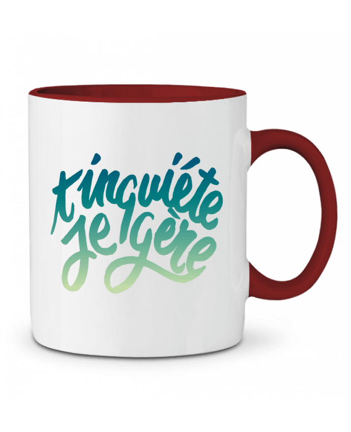 Mug bicolore T'inquiète je gère Promis