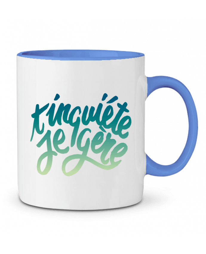 Mug bicolore T'inquiète je gère Promis