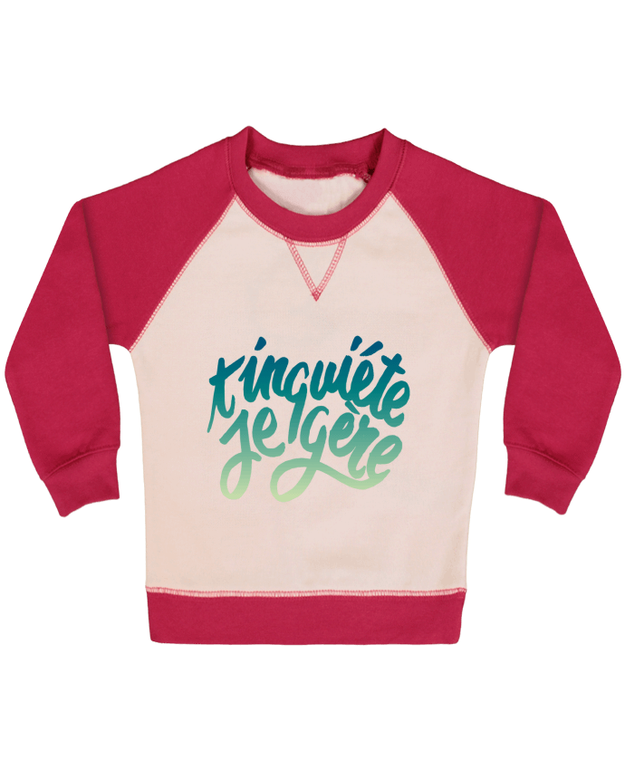 Sweatshirt Baby crew-neck sleeves contrast raglan T'inquiète je gère by Promis