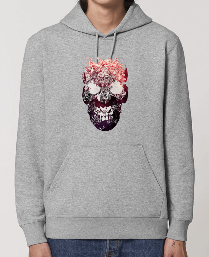 Essential unisex hoodie sweatshirt Drummer Floral skull Par ali_gulec