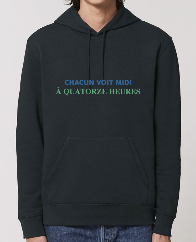 Sweat-Shirt Capuche Essentiel Unisexe Drummer Chacun voit midi à quatorze heures Par tunetoo