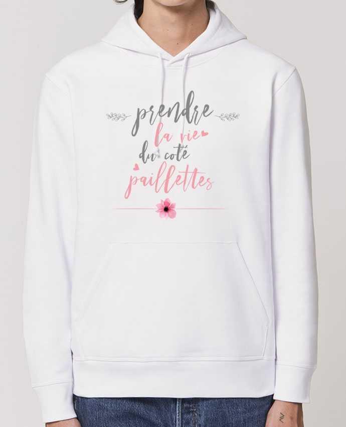 Sweat-Shirt Capuche Essentiel Unisexe Drummer Prendre la vie du coté paillettes Par tunetoo