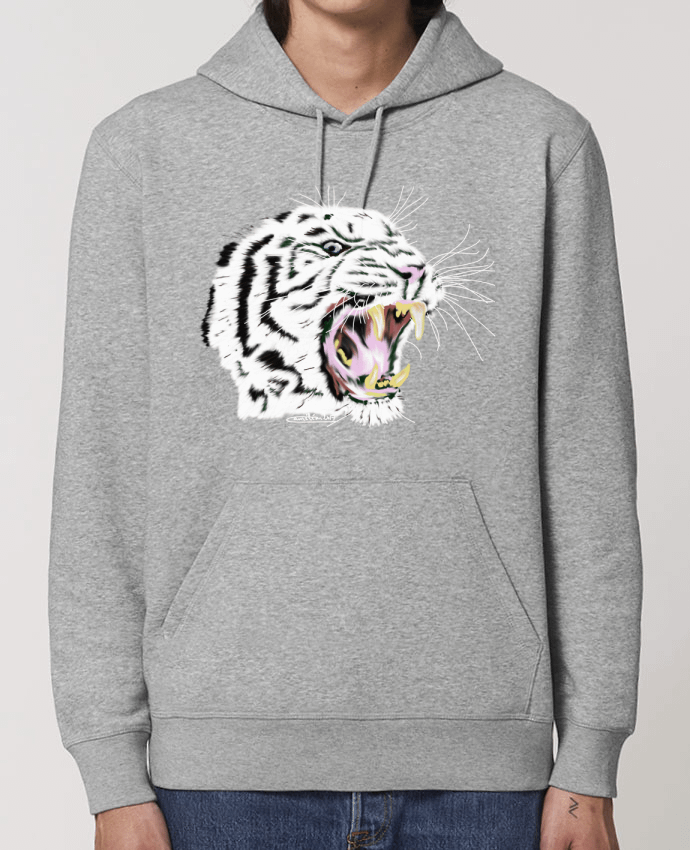 Essential unisex hoodie sweatshirt Drummer Tigre blanc rugissant Par Cameleon