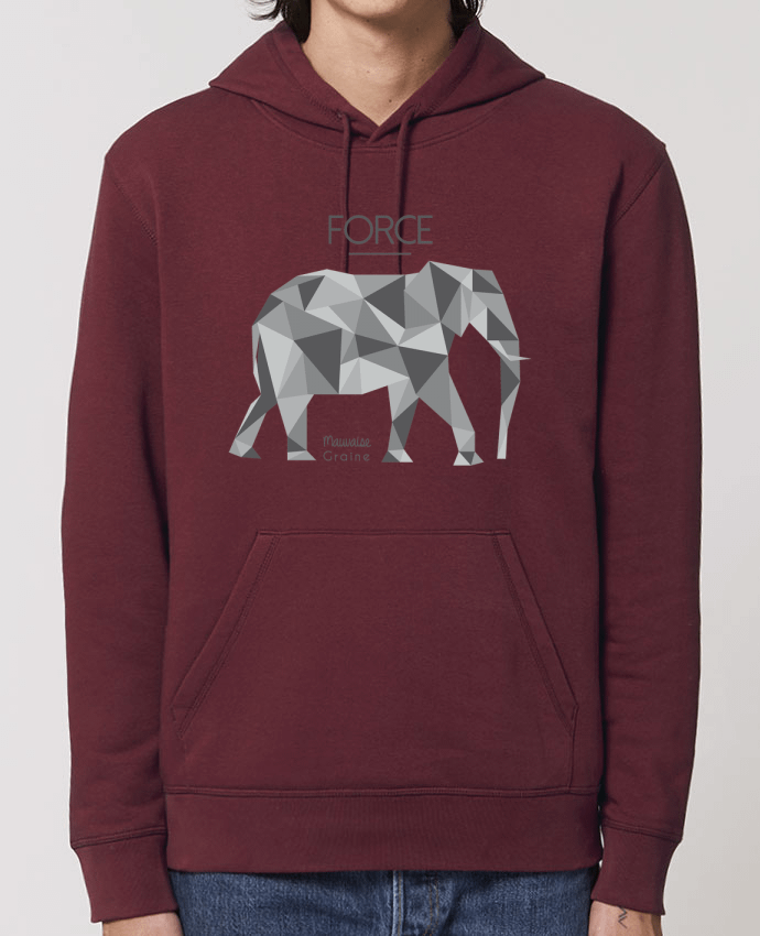 Essential unisex hoodie sweatshirt Drummer Force elephant origami Par Mauvaise Graine