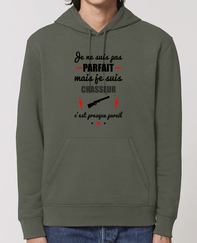 Essential unisex hoodie sweatshirt Drummer Je ne suis pas byfait mais je suis chasseur c'est presque byeil Par Benichan