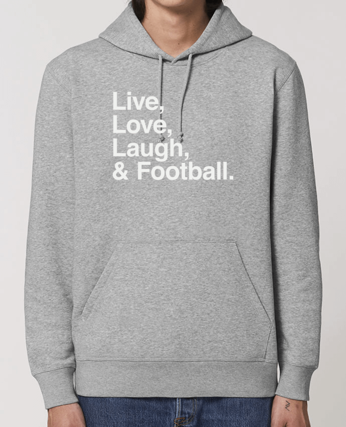 Essential unisex hoodie sweatshirt Drummer Live Love Laugh and football - white Par justsayin