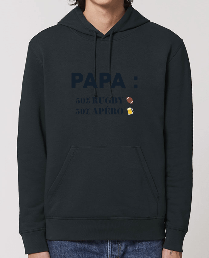 Essential unisex hoodie sweatshirt Drummer Papa 50% rugby 50% apéro Par tunetoo