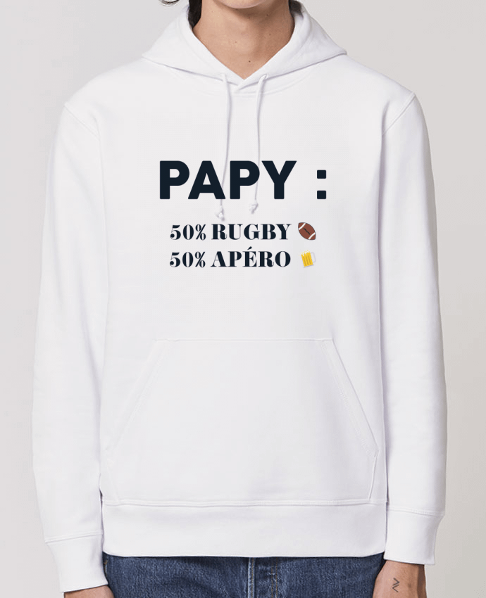 Essential unisex hoodie sweatshirt Drummer Papy 50% rugby 50% apéro Par tunetoo