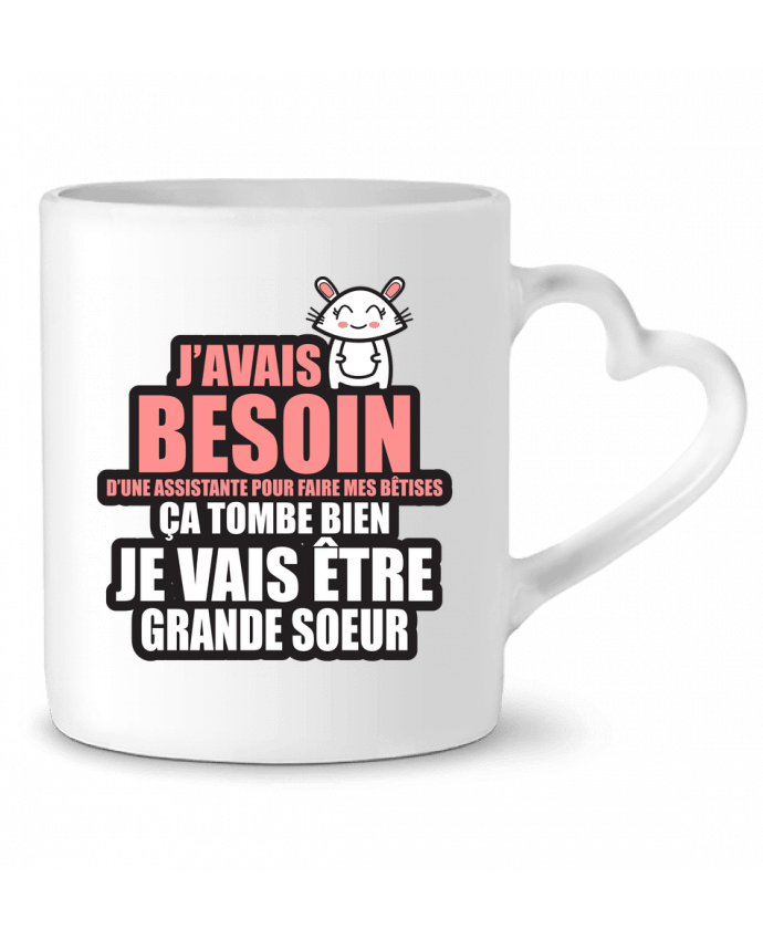 Mug coeur Besoin d'un assistant pour bêtises je vais être grande soeur par DomTomShirt
