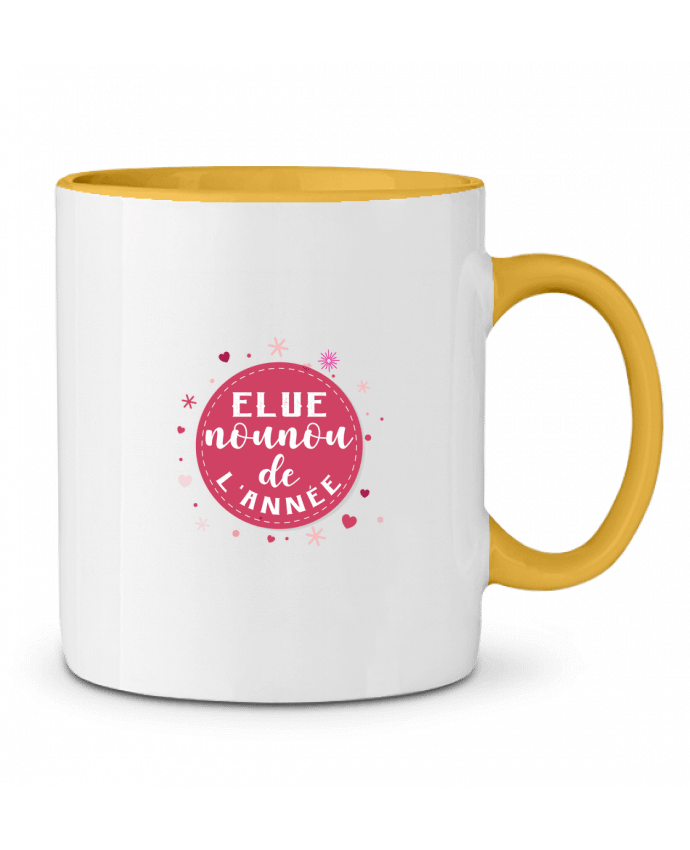 Mug bicolore t-shirt elue nounou de l'année cadeau pour nounou Touille77