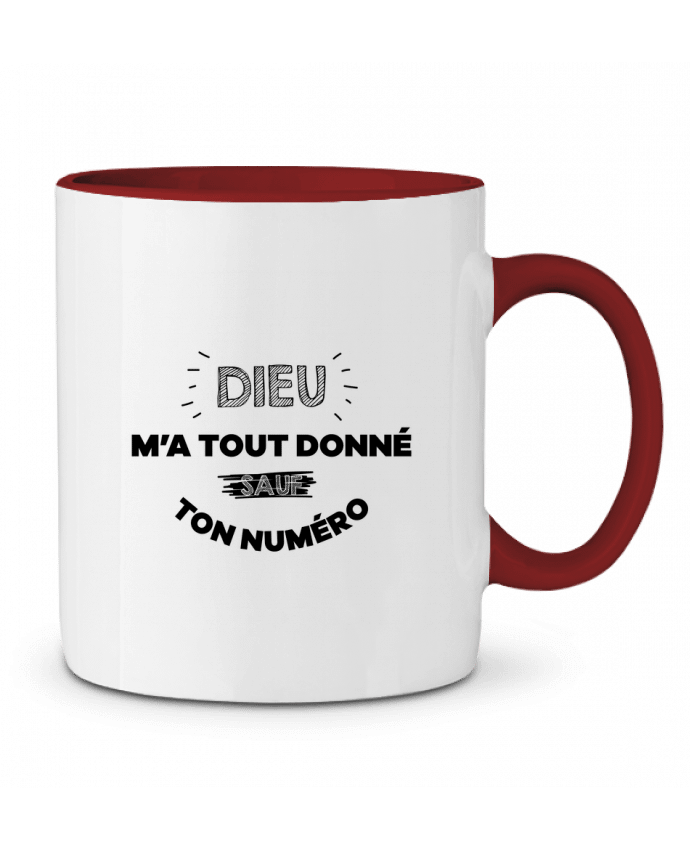Mug bicolore Dieu m'a tout donné sauf ton num tunetoo