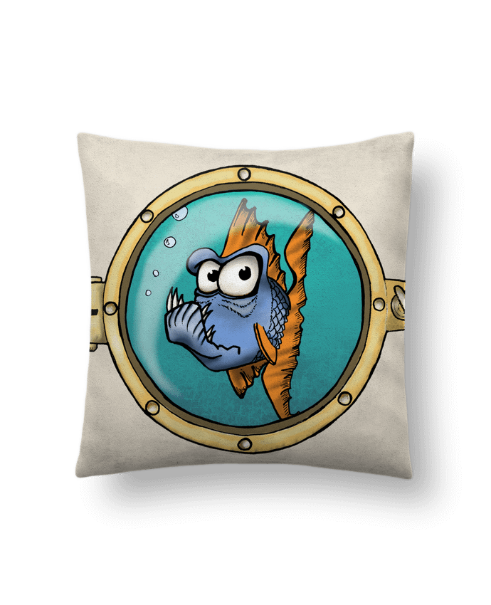 Coussin suédine piranha hublot par Gaetan allain