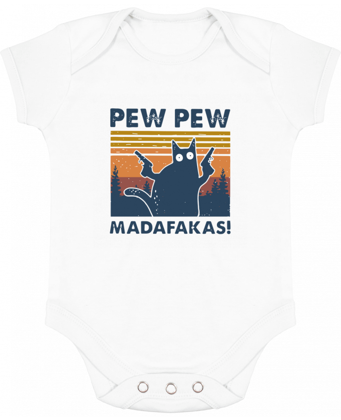 Body bébé manches contrastées Pew Pew Madafakas! par Geekshow