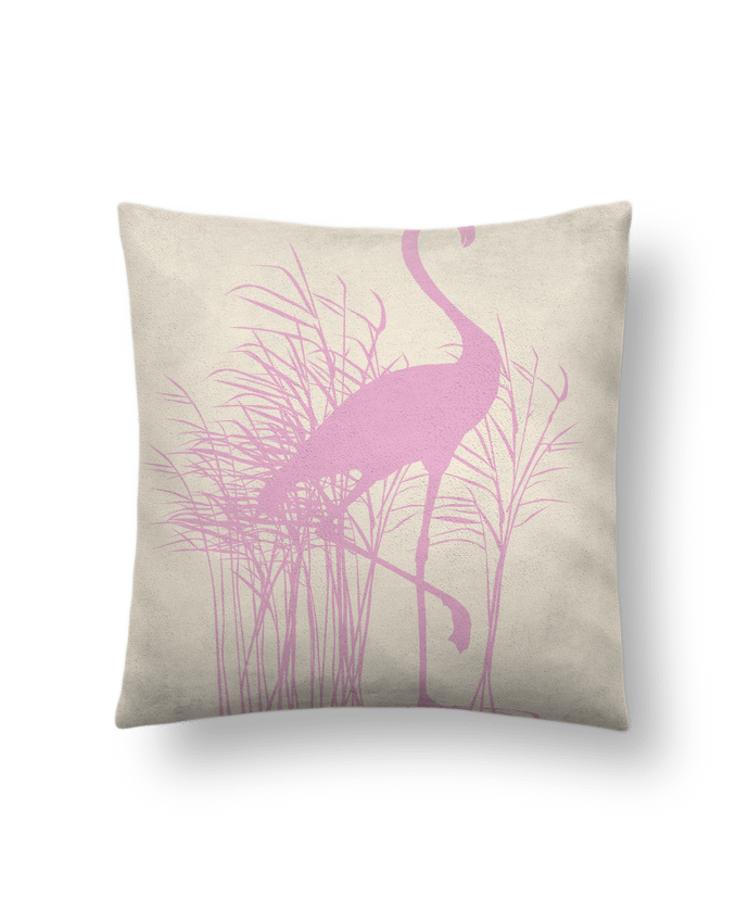 Cushion suede touch 45 x 45 cm Flamant rose dans roseaux by Studiolupi