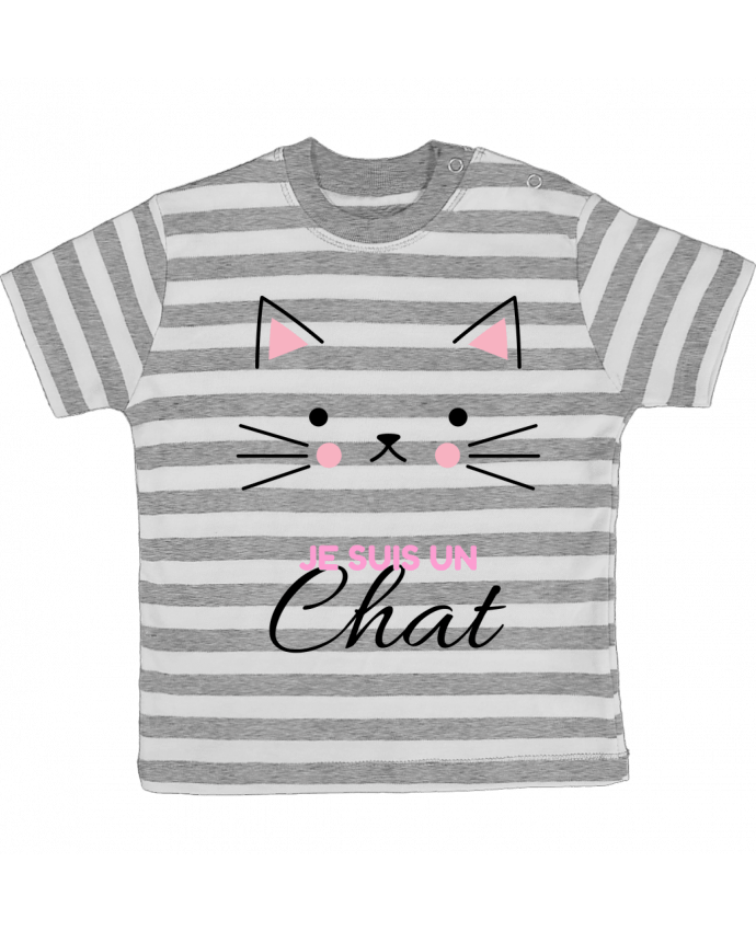 T-shirt baby with stripes Je suis un chat by La boutique de Laura