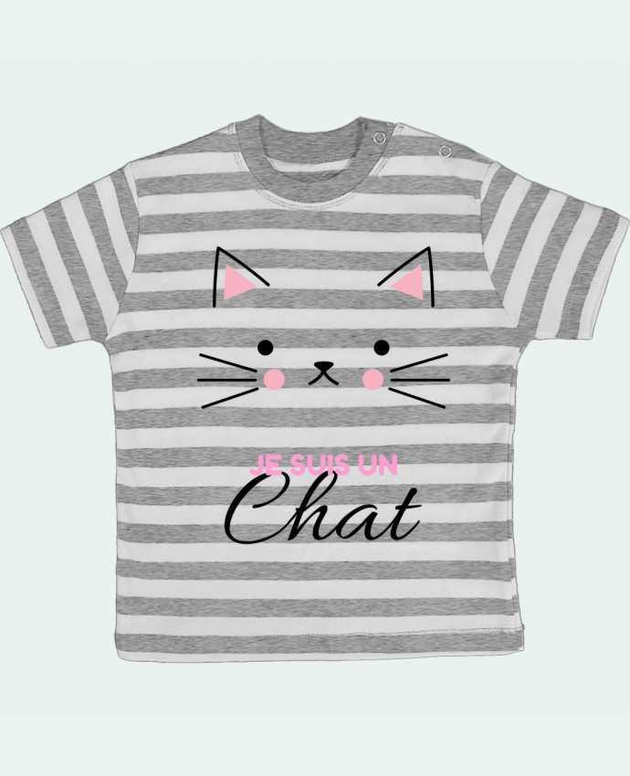 T-shirt baby with stripes Je suis un chat by La boutique de Laura