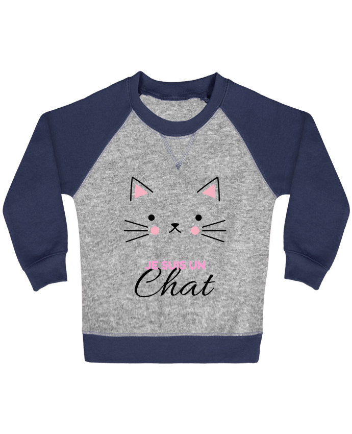 Sweat bébé manches contrastée Je suis un chat par La boutique de Laura