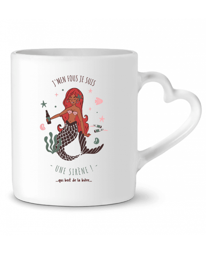 Mug coeur Je m'en fous je suis une sirène qui boit de la bière par La boutique de Laura