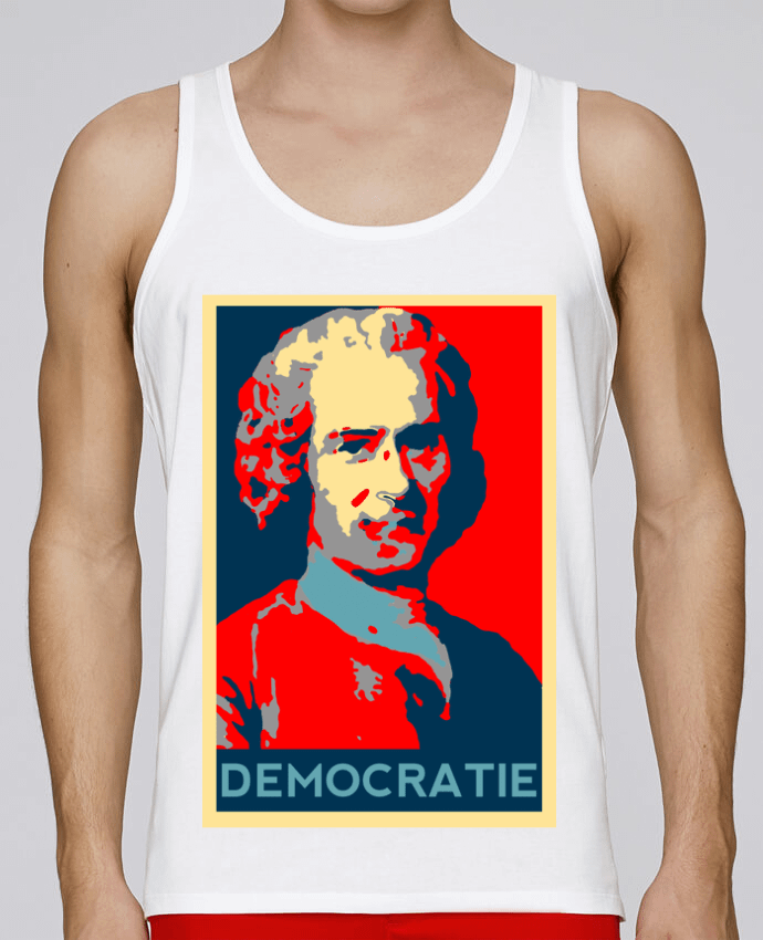 Débardeur homme Jean-Jacques Rousseau - Démocratie par Hémipléjik 100% coton bio