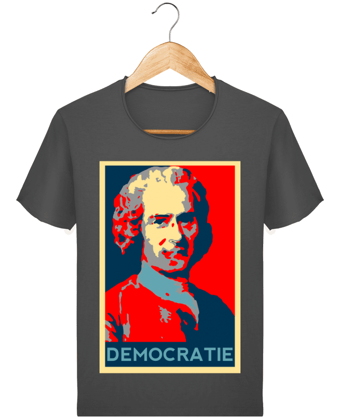  T-shirt Homme vintage Jean-Jacques Rousseau - Démocratie par Hémipléjik