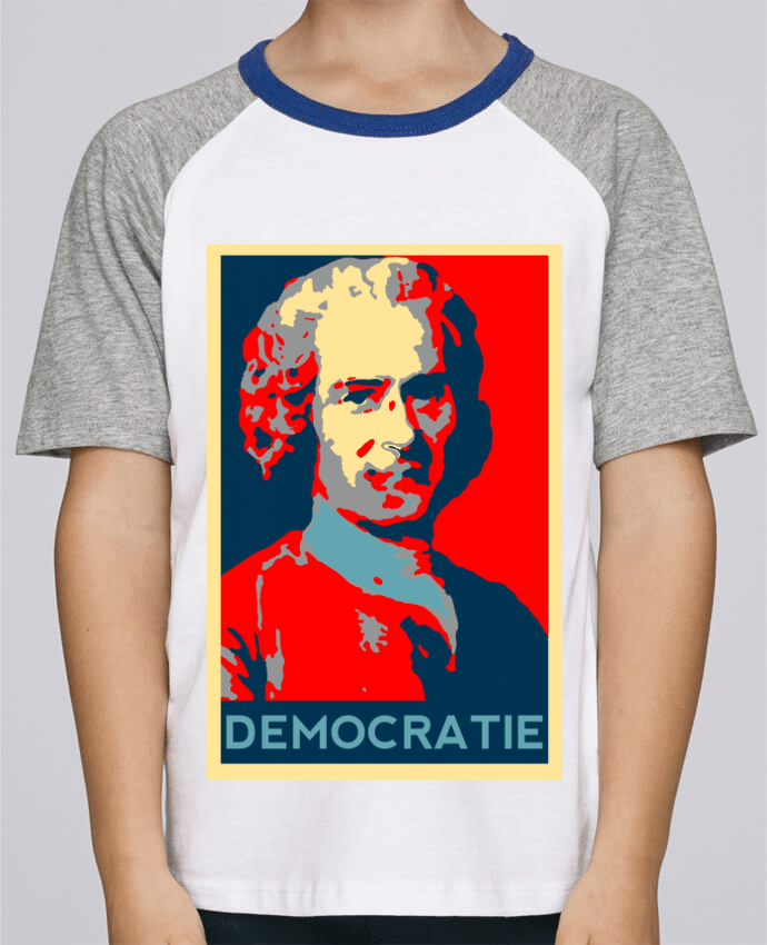 T-shirt enfant Baseball Jean-Jacques Rousseau - Démocratie par Hémipléjik