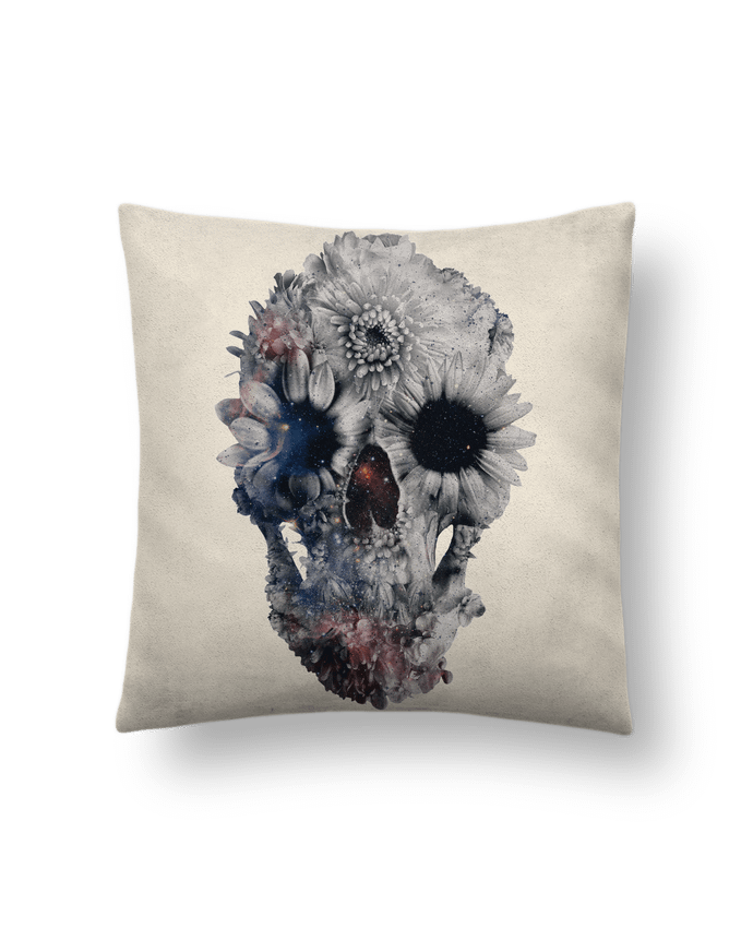 Cushion suede touch 45 x 45 cm Floral skull 2 by ali_gulec