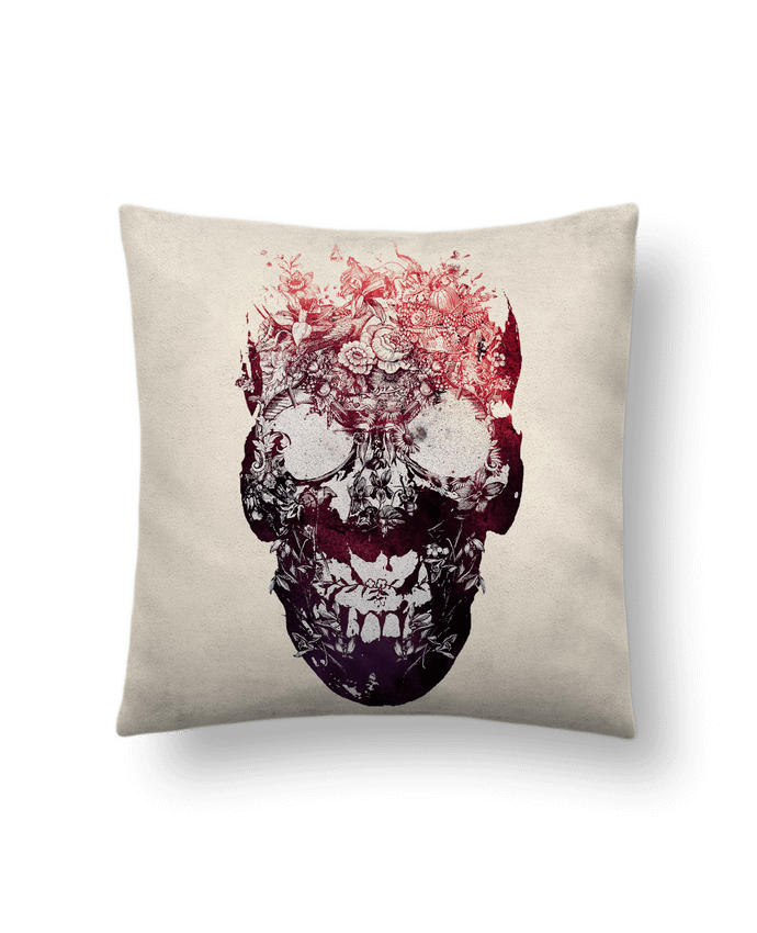 Cushion suede touch 45 x 45 cm Floral skull by ali_gulec