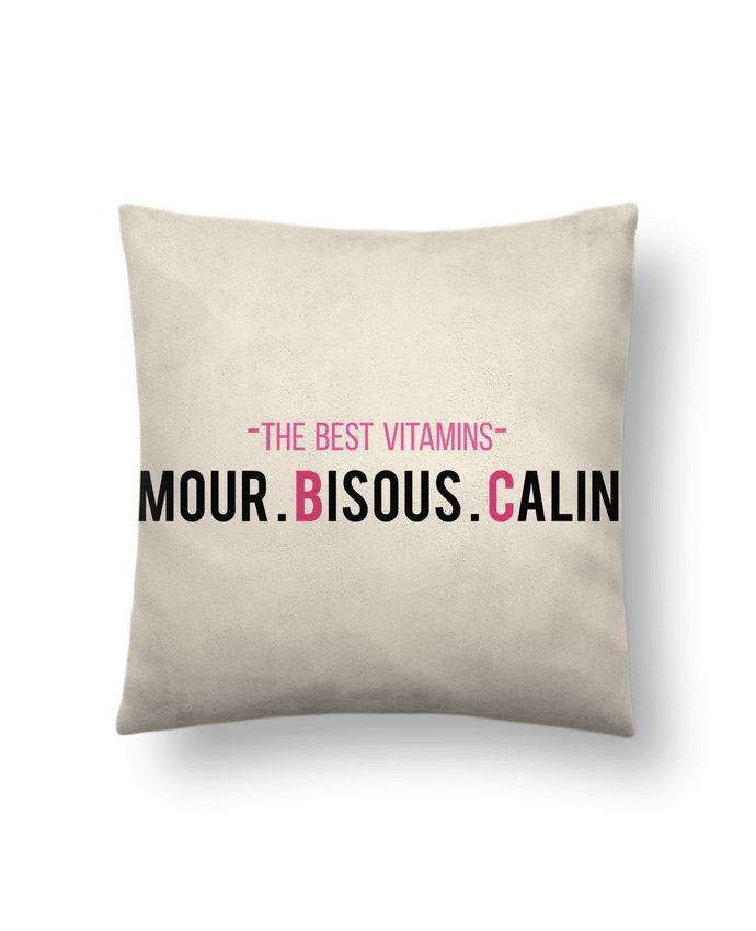 Cushion suede touch 45 x 45 cm -THE BEST VITAMINS - Amour Bisous Calins, version rose by tunetoo