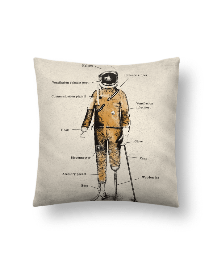 Cushion suede touch 45 x 45 cm Astropirate with text by Florent Bodart