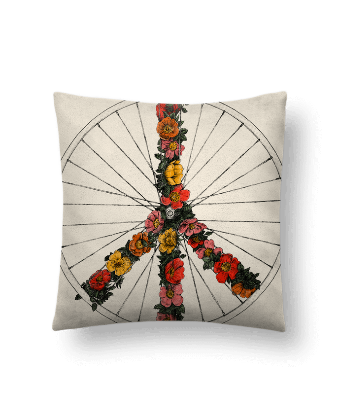Cushion suede touch 45 x 45 cm Peace and Bike by Florent Bodart