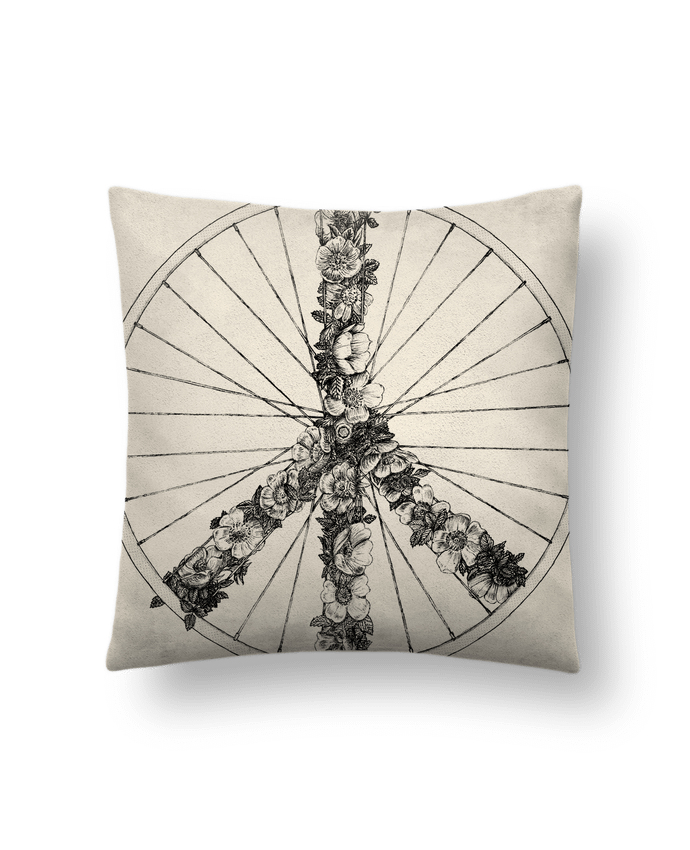Cushion suede touch 45 x 45 cm Peace and Bike Lines by Florent Bodart