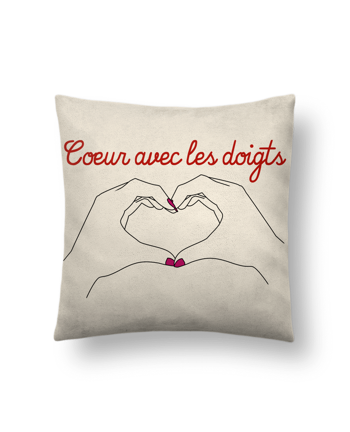 Cushion suede touch 45 x 45 cm Coeur avec les doigts by WBang