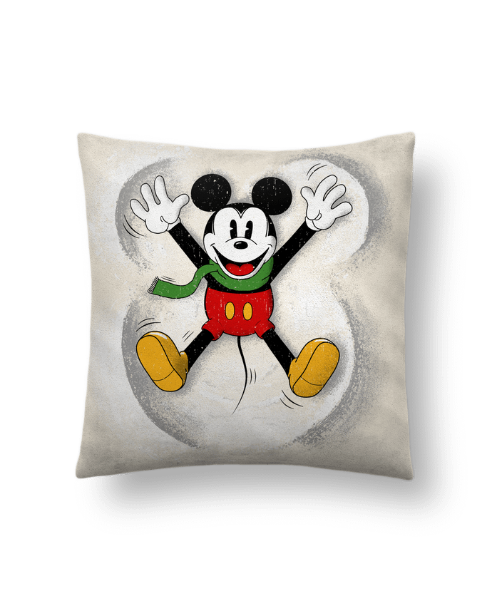 Coussin suédine Mickey in snow par Florent Bodart