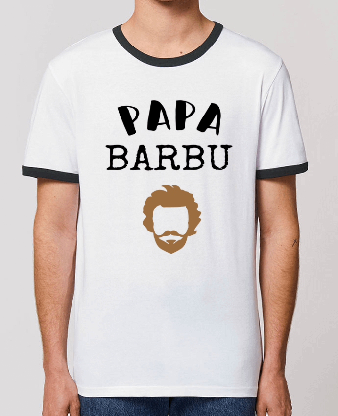 Unisex ringer t-shirt Ringer Papa barbu cadeau homme avec barbe fête des pères by FAPROD