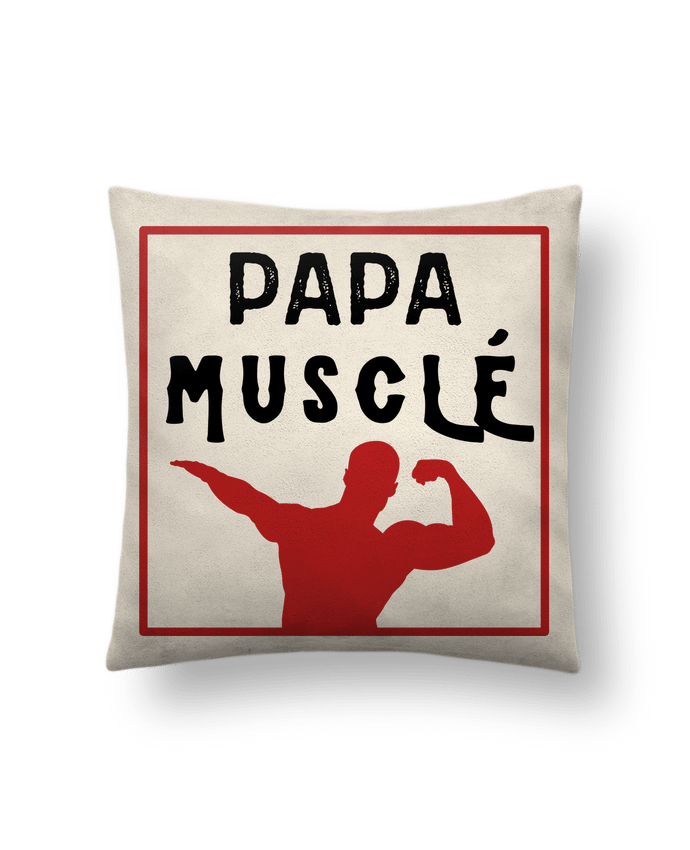 Coussin suédine Papa musclé cadeau fête des pères musculation par FAPROD